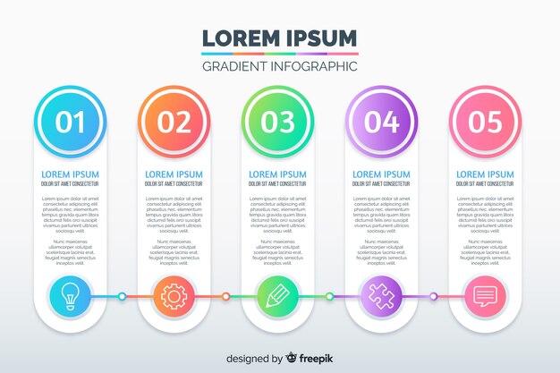 플랫 그라데이션 infographic 템플릿