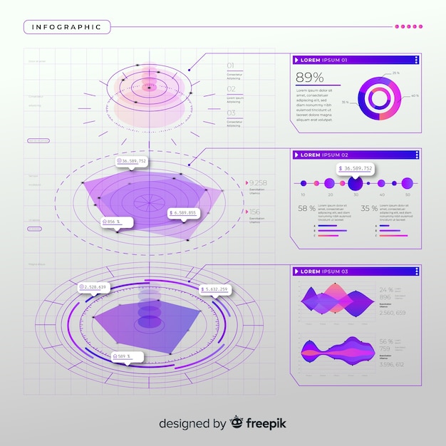 무료 벡터 플랫 그라데이션 infographic 템플릿