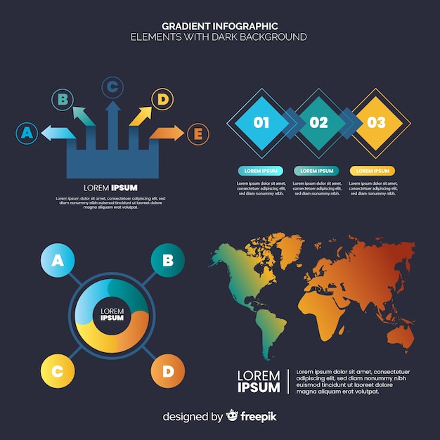 Vettore gratuito infografica gradiente piatto con statistiche