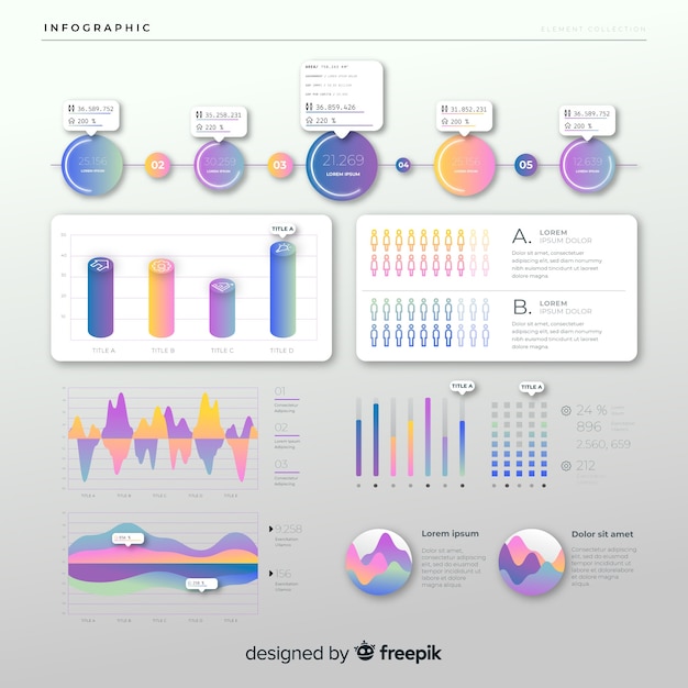 통계와 플랫 그라데이션 infographic