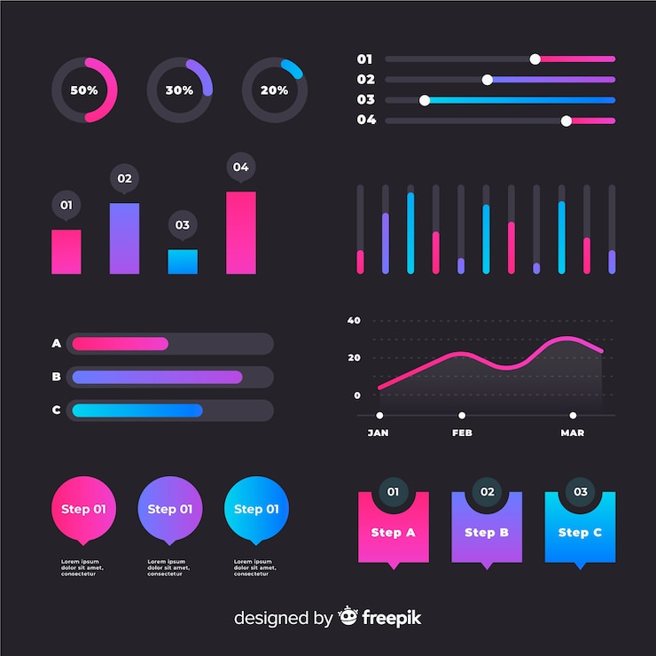 Free Vector flat gradient infographic with stats