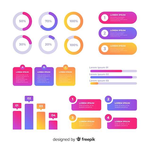 Flat gradient infographic with stats