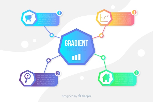 Flat gradient infographic with steps