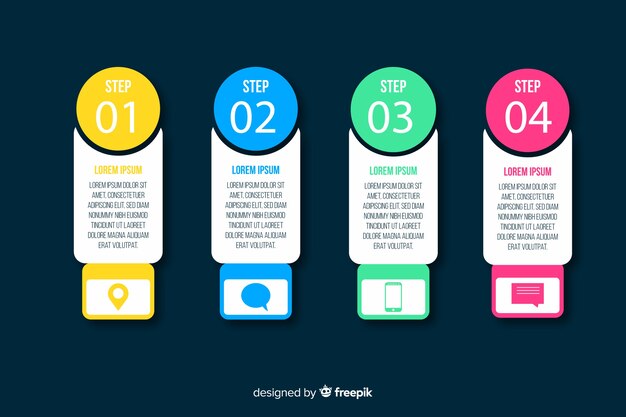 Flat gradient infographic with steps