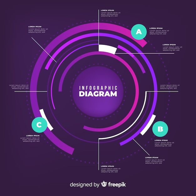 Плоский градиент инфографики с шагами