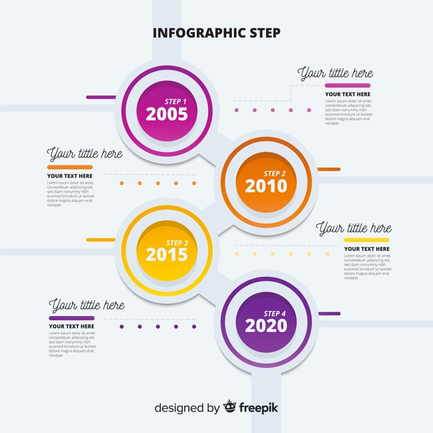 Flat gradient infographic with steps