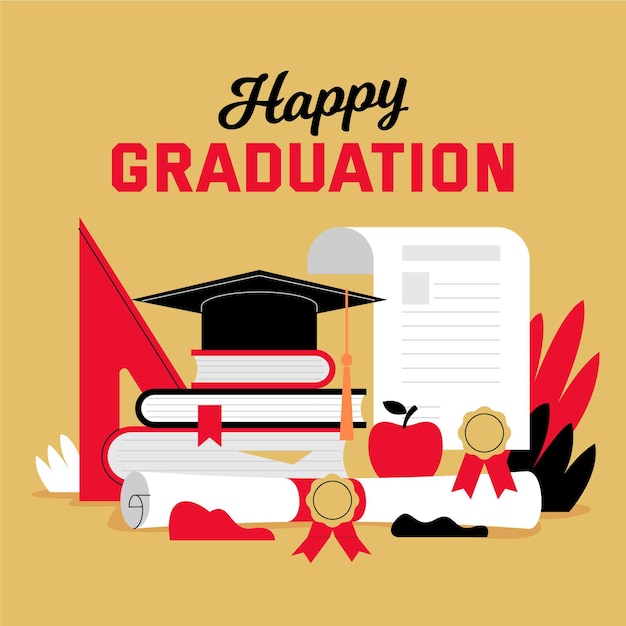 Free vector flat graduation illustration