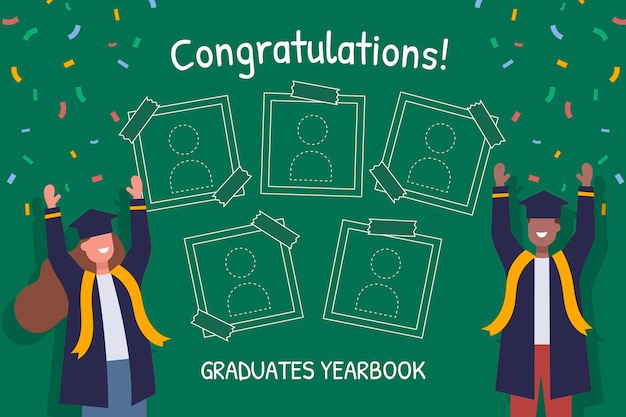 Free vector flat graduation yearbook template