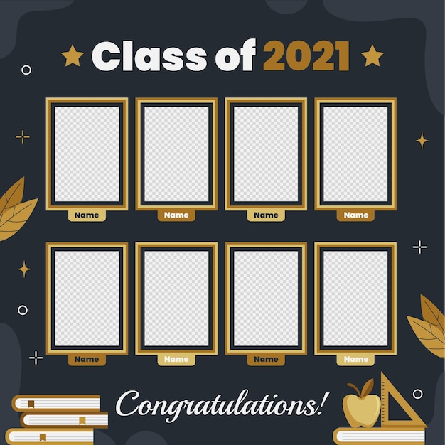 Free vector flat graduation yearbook template