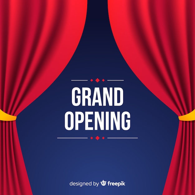 Free vector flat grand opening poster with curtains