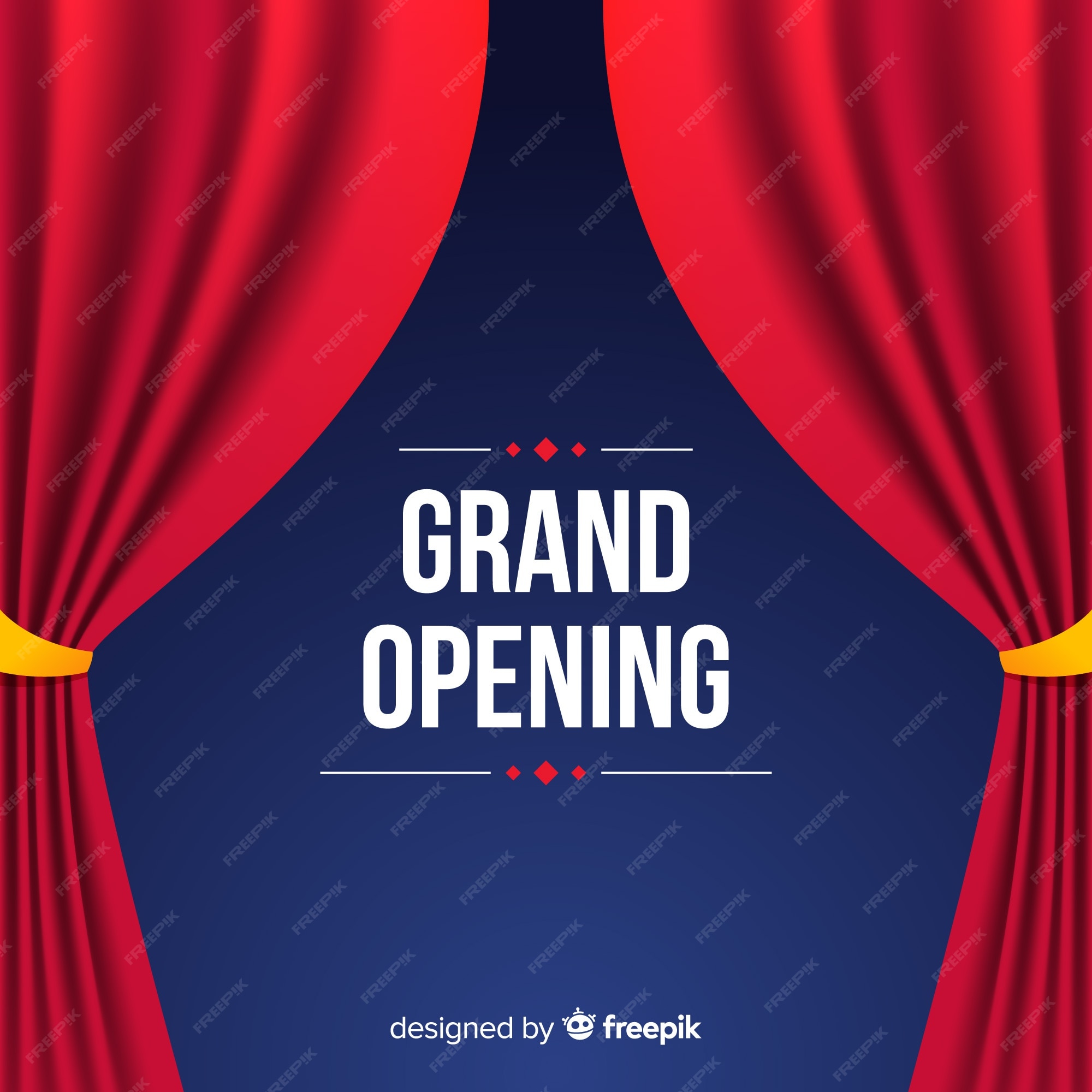Free Vector | Flat grand opening poster with curtains