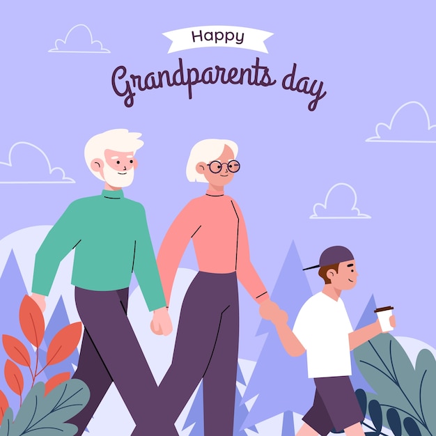 Free vector flat grandparents day illustration