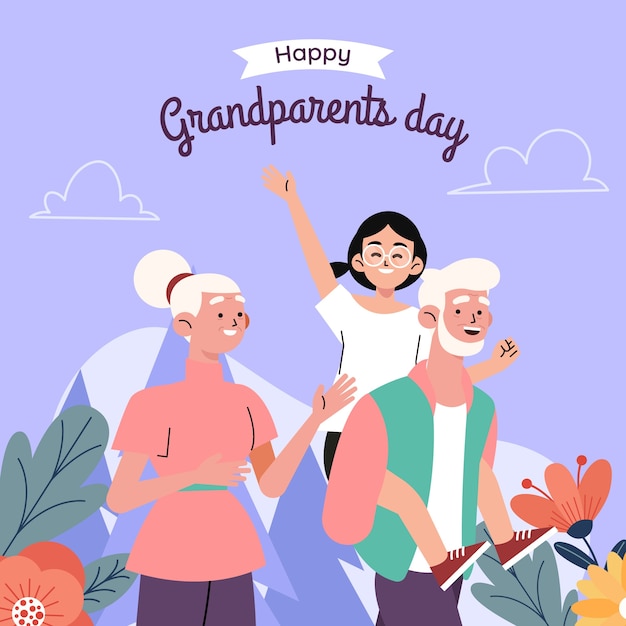 Flat grandparents day illustration