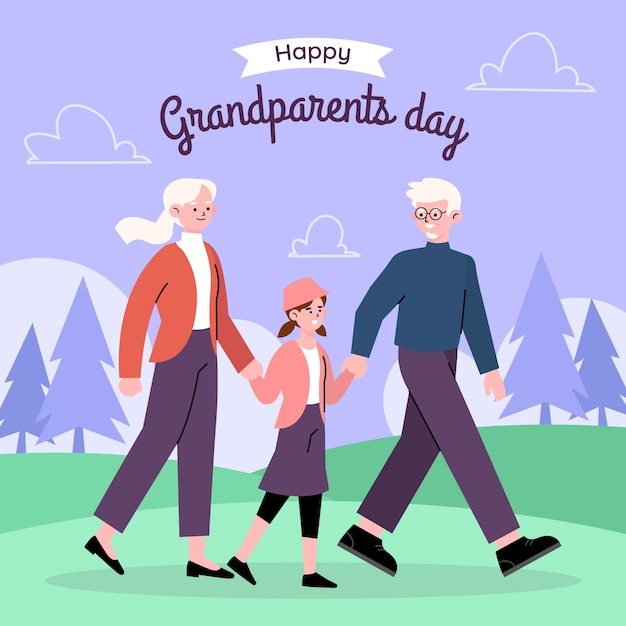 Flat grandparents day illustration