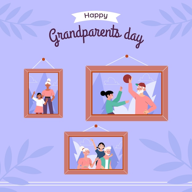 Flat grandparents day illustration