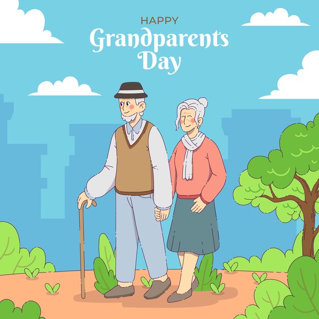 Free vector flat grandparents day illustration