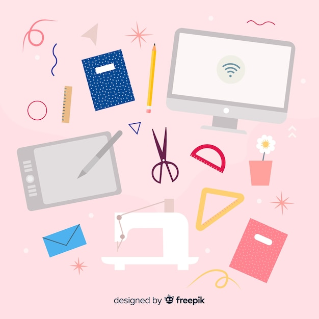 Free vector flat graphic design tools collection