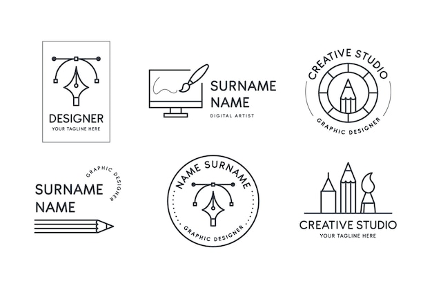 Flat Graphic Designer Logo Collection