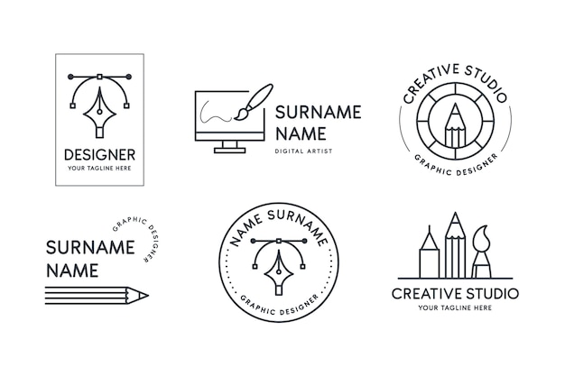 Flat graphic designer logo collection