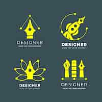 Free vector flat graphic designer logo pack