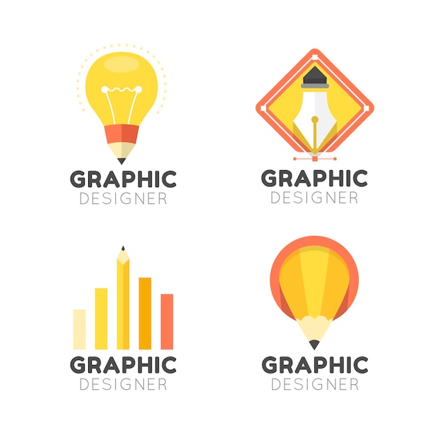 Vettore gratuito insieme di logo di designer grafico piatto