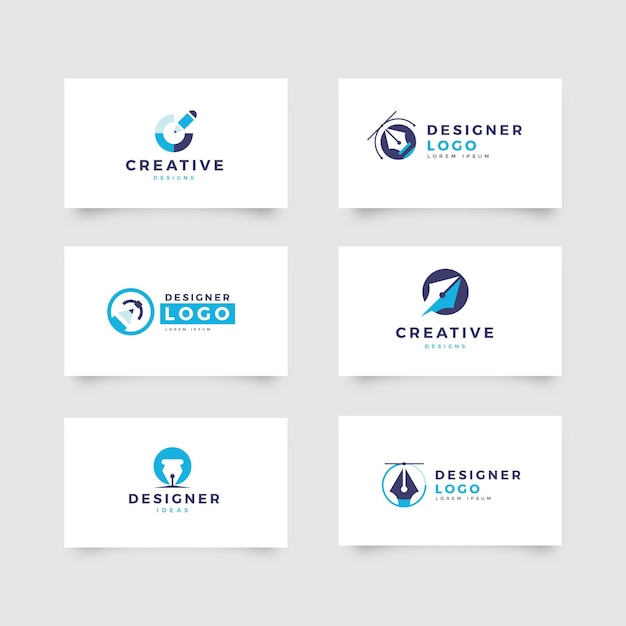 Free vector flat graphic designer logo set