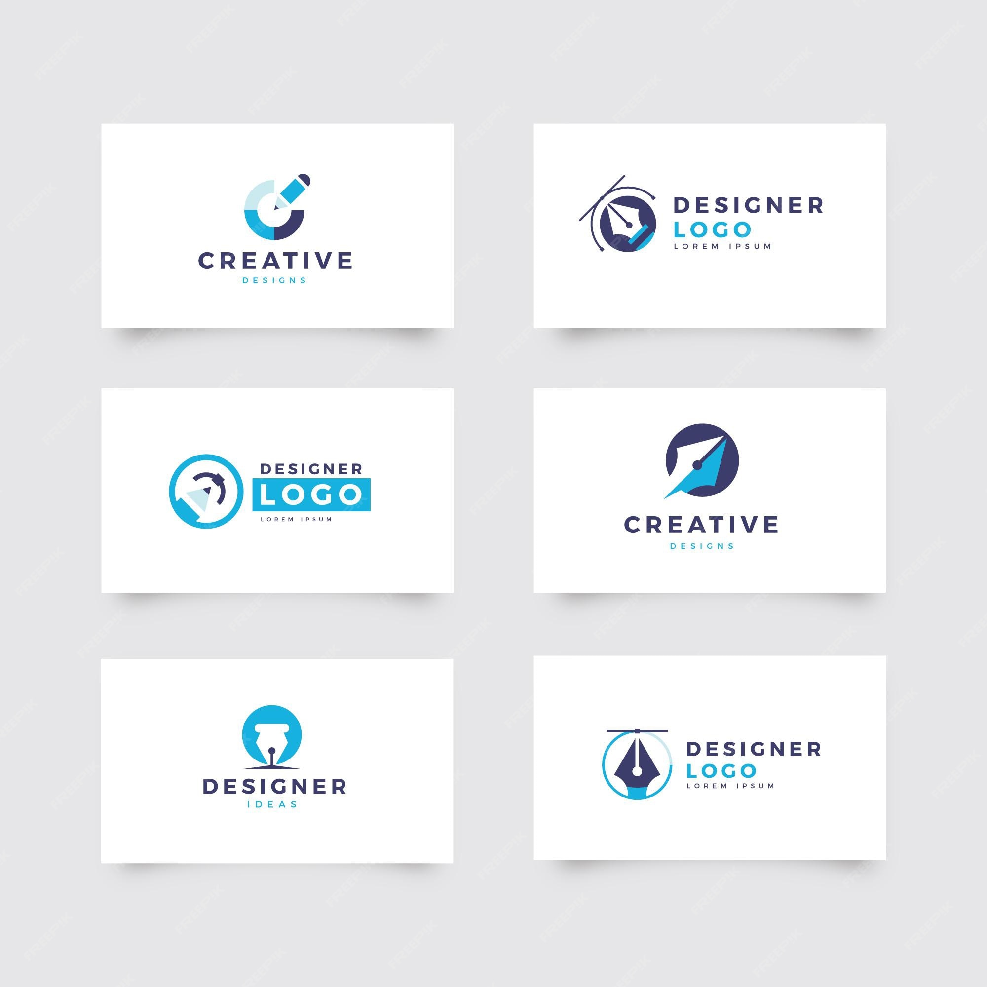 Free Vector | Flat graphic designer logo set