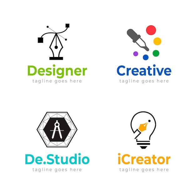 Flat graphic designer logo templates