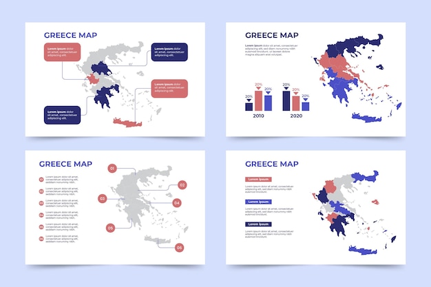 Vettore gratuito piatto grecia mappa infografica