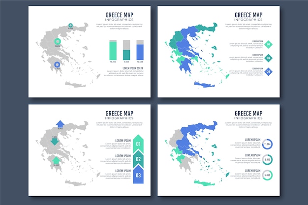 無料ベクター フラットギリシャの地図のインフォグラフィック