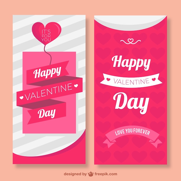 Flat greeting card for valentine's day