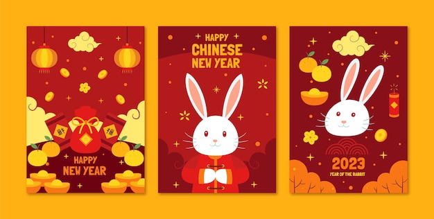 中国の旧正月のお祝いのためのフラット グリーティング カード コレクション