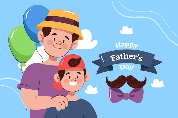 Flat greeting cards collection for father's day celebration