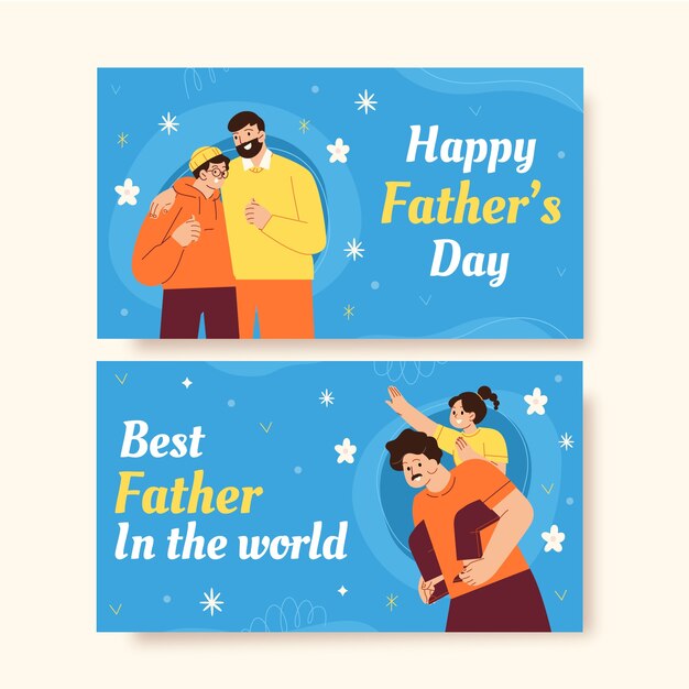 Free Vector flat greeting cards collection for fathers day celebration