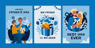 Free vector flat greeting cards collection for fathers day celebration