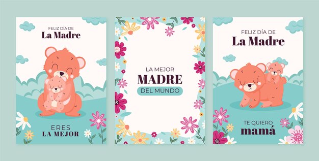 Flat greeting cards collection for mother's day celebration