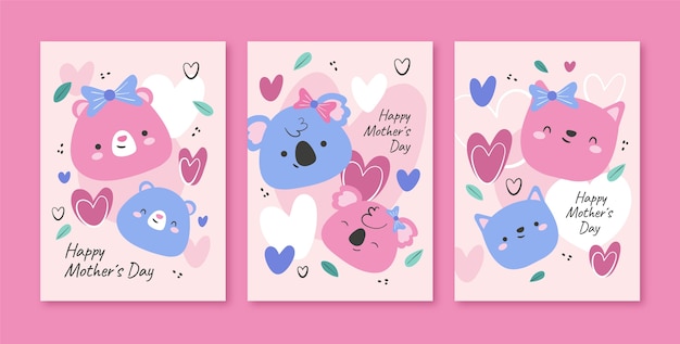 Flat greeting cards collection for mother's day celebration