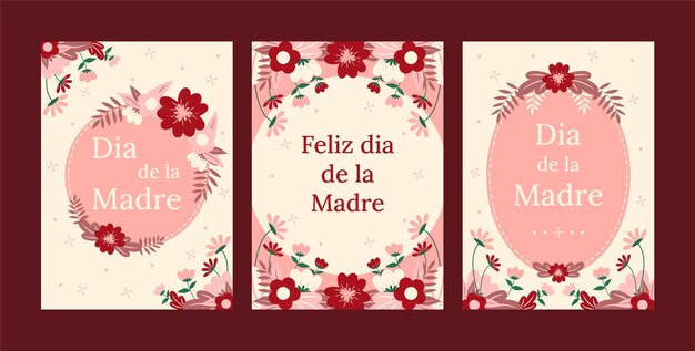Коллекция плоских поздравительных открыток для празднования дня матери