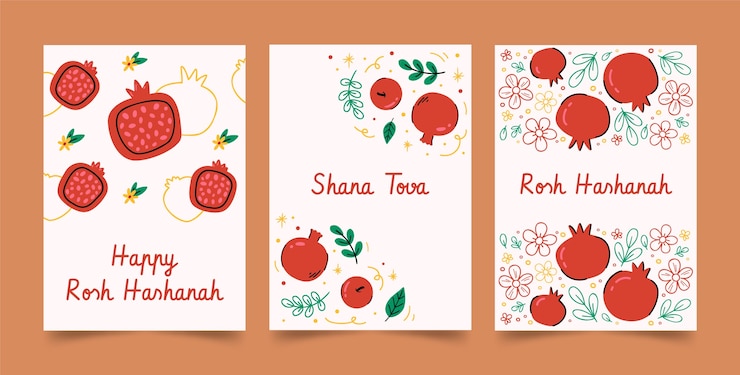 Free Vector flat greeting cards collection for rosh hashanah jewish new year celebration