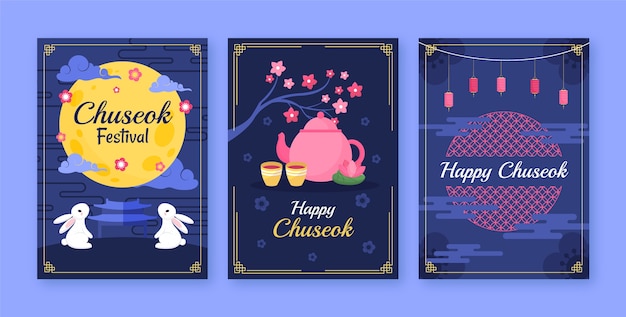 한국의 <unk>소크 축제 축하를 위한 평평한 인사카드 컬렉션