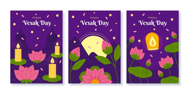 vesak 日祭りのお祝いのフラット グリーティング カード コレクション