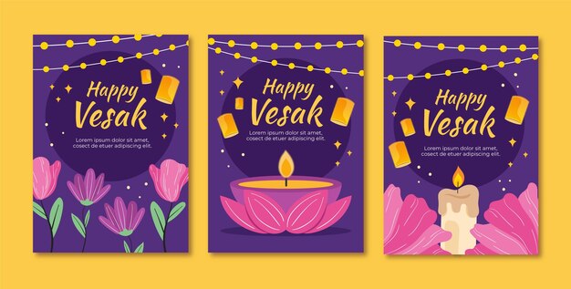 flat greeting cards collection for vesak festival celebration