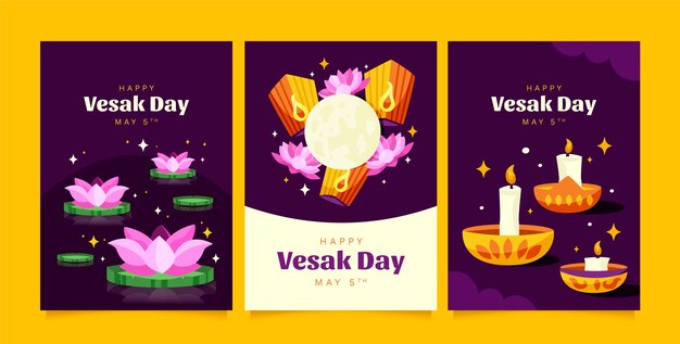 flat greeting cards collection for vesak festival celebration