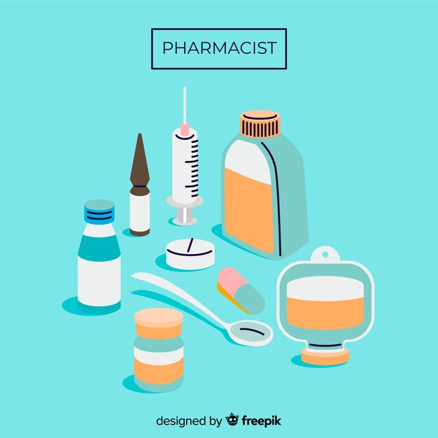 Flat group of medicines background