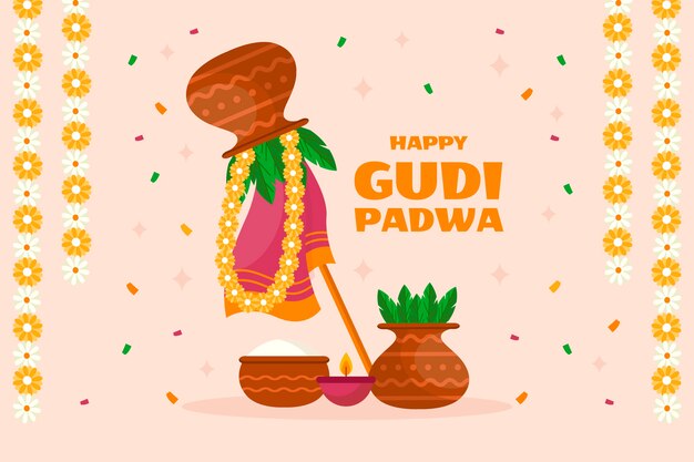 플랫 gudi padwa 배경