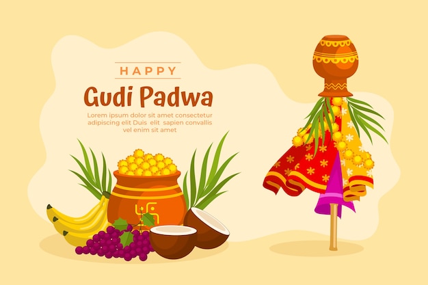 Free vector flat gudi padwa background