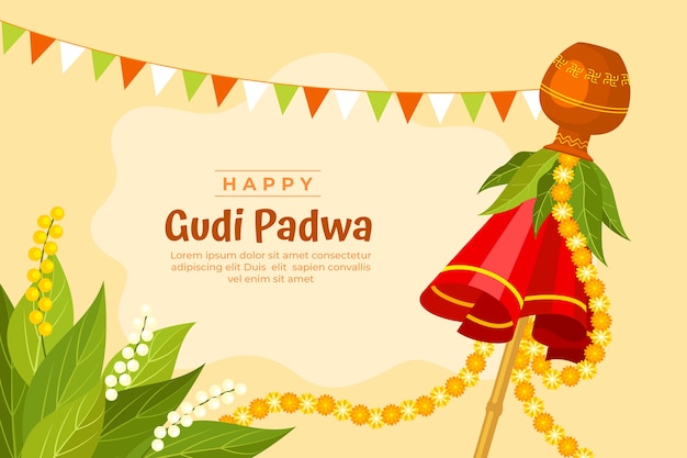 Free vector flat gudi padwa background