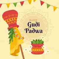 Free vector flat gudi padwa background