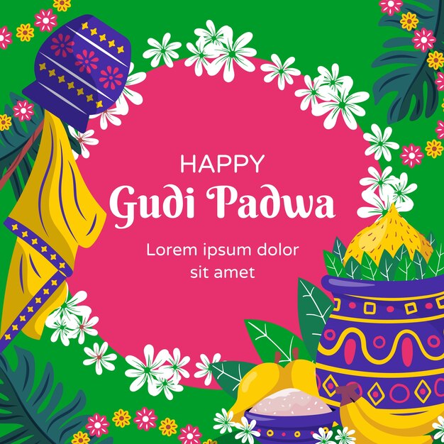 Flat gudi padwa background