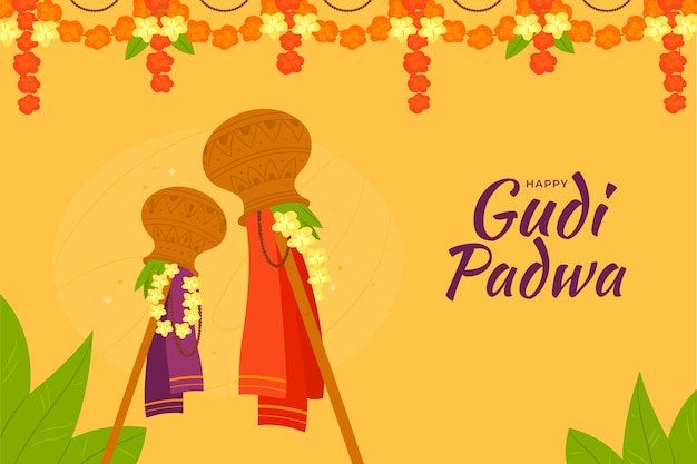 Flat gudi padwa background